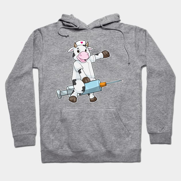 Cow as Nurse with Heart & Syringe Hoodie by Markus Schnabel